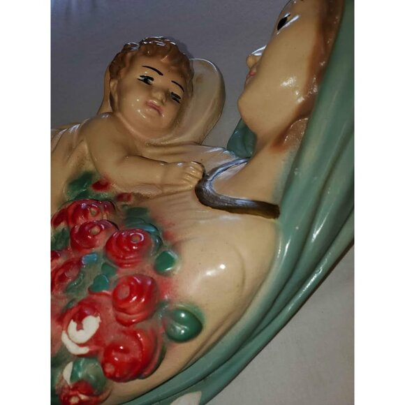 LARGE 1940s Mary and Baby Jesus 14x9.5x3 Chalkware Beautiful Hook On Back SfPf H - Picture 6 of 10